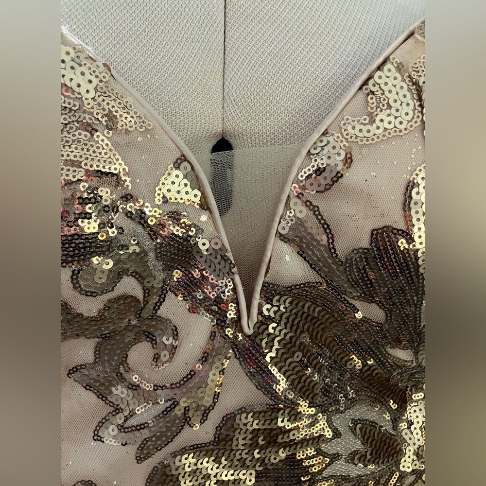 Abby Paris Lucci Lu Party Dress Size 2XL Prom Strapless Gold Sequins NYE - Picture 9 of 9